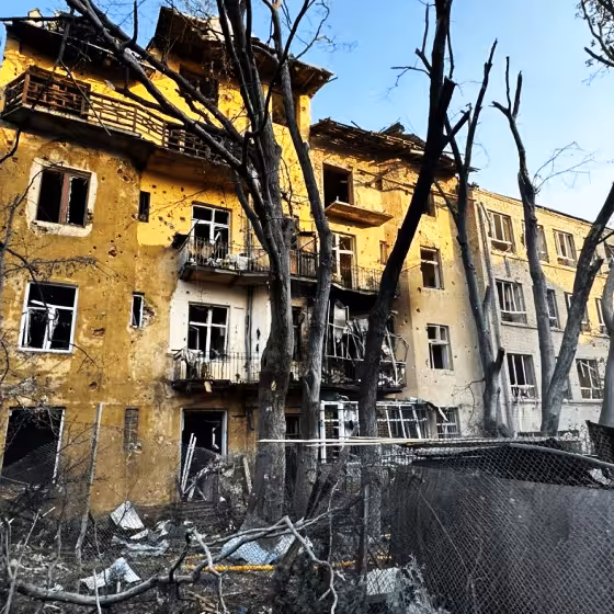 private homes destroyed by russian shelling visited on lviv war tour for education and memorialization
