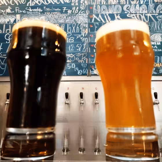 blackboard showing what is available to order in a lviv craft beer bar